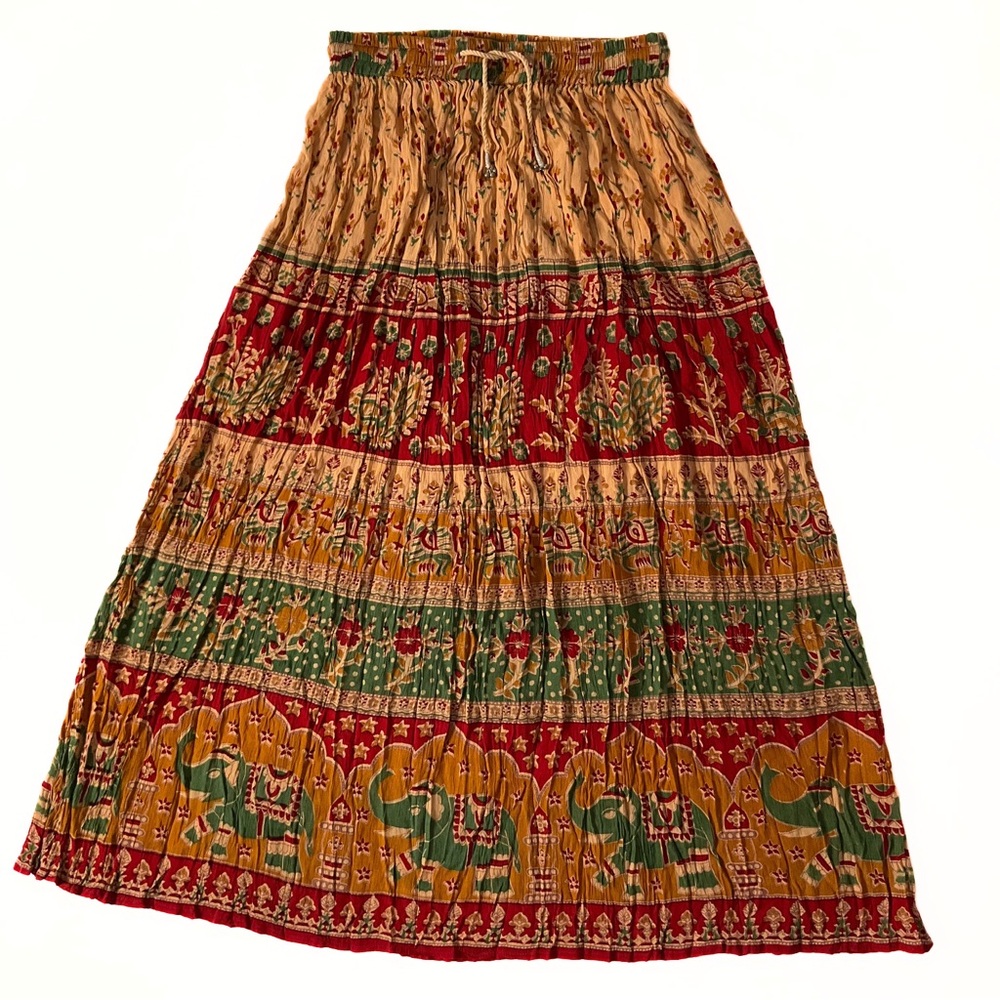 Handmade Printed Pull On Skirt Womens SZ OS Artsy Whimsical Boho Festival Gypsy